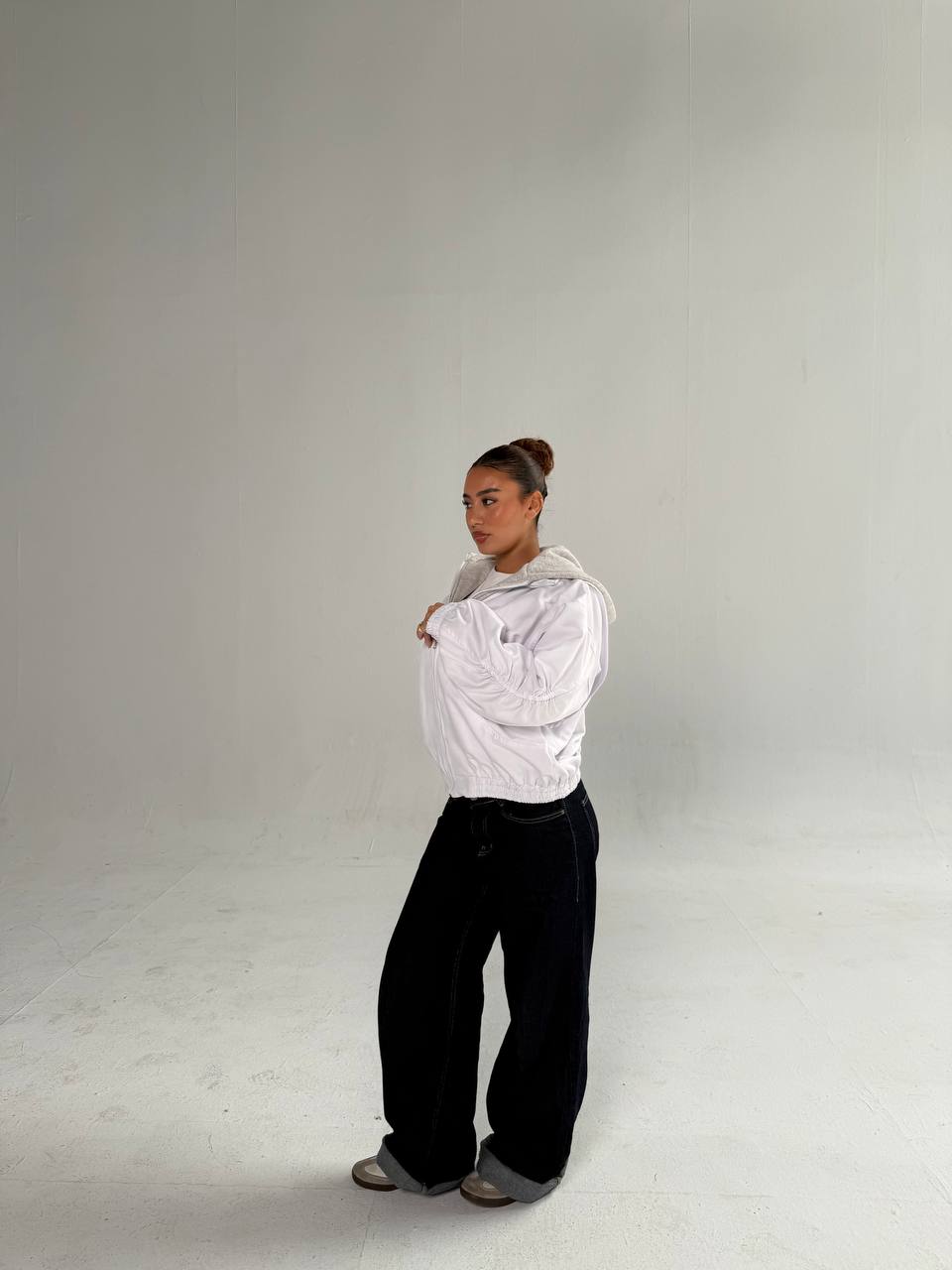 uble-Layer Hooded Graphic Jacket