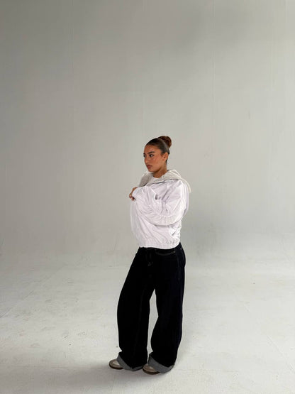 uble-Layer Hooded Graphic Jacket