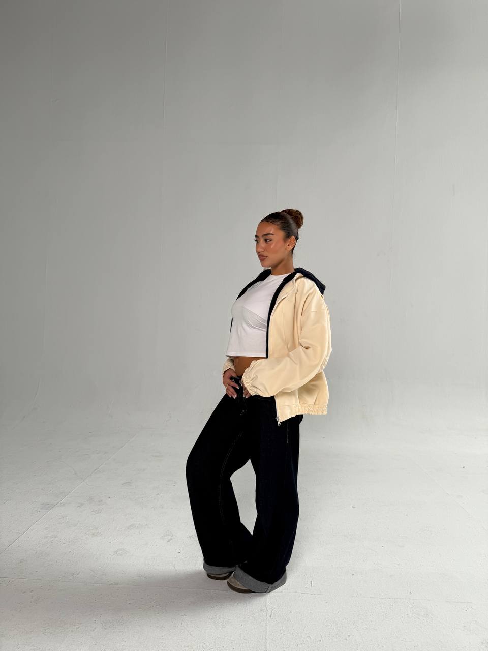 uble-Layer Hooded Graphic Jacket