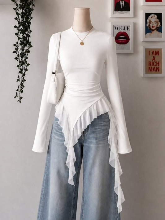 Cotton Ruffle Blouse