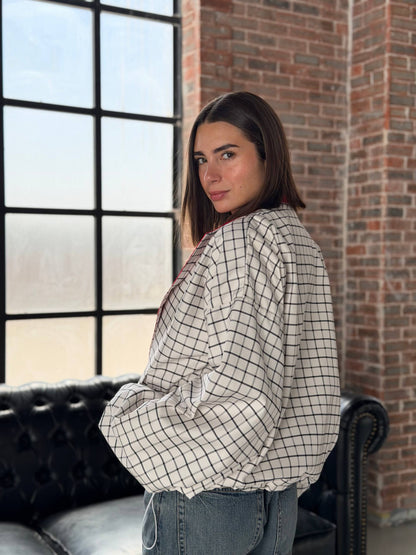 Red Collar Plaid Jacket