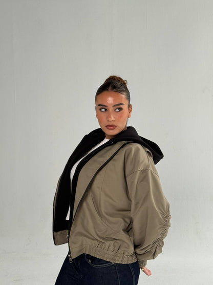 uble-Layer Hooded Graphic Jacket